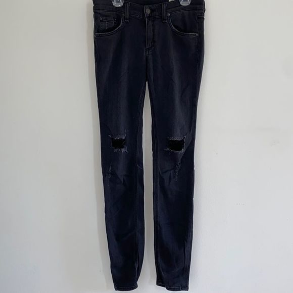Rag & Bone Womens Black Distressed Skinny Jeans